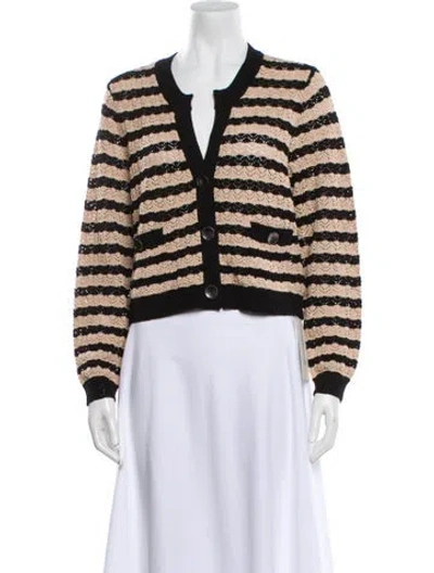 Pre-owned L'agence Striped V-neck Sweater In Neutral