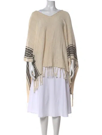 Pre-owned L'agence Striped V-neck Sweater In Neutral