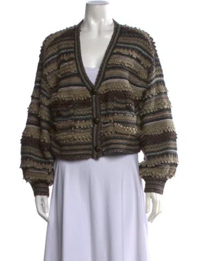 Pre-owned L'agence Striped V-neck Sweater In Neutrals
