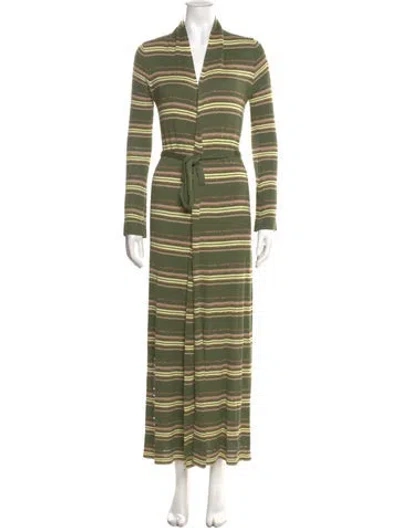 Pre-owned L'agence Striped V-neck Sweater W/ Tags In Green