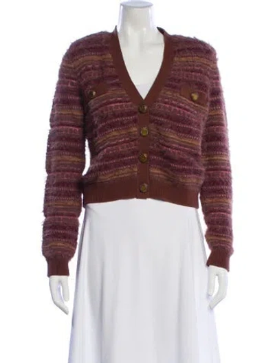 Pre-owned L'agence Striped V-neck Sweater W/ Tags In Neutral