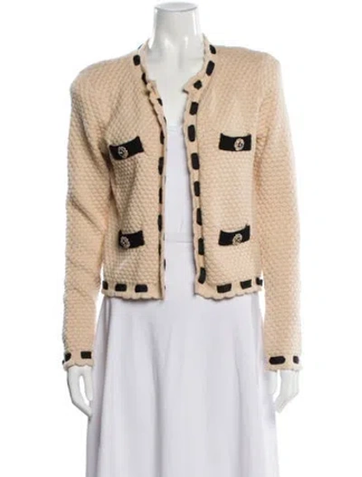 Pre-owned L'agence Striped V-neck Sweater W/ Tags In Neutral