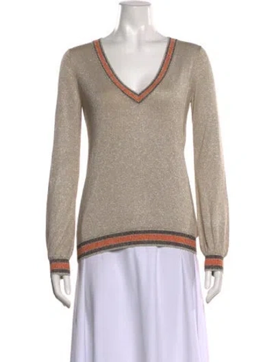 Pre-owned L'agence Striped V-neck Top