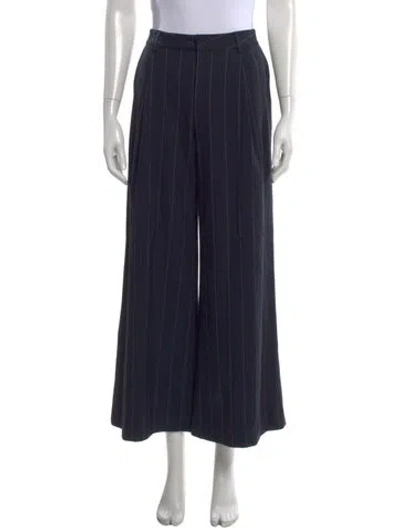 Pre-owned L'agence Striped Wide Leg Pants In Blue