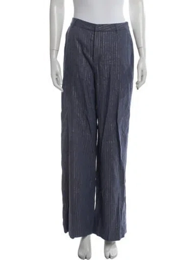 Pre-owned L'agence Striped Wide Leg Pants In Blue
