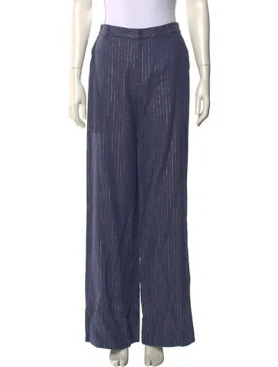 Pre-owned L'agence Striped Wide Leg Pants W/ Tags In Blue
