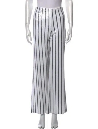Pre-owned L'agence Striped Wide Leg Pants In White