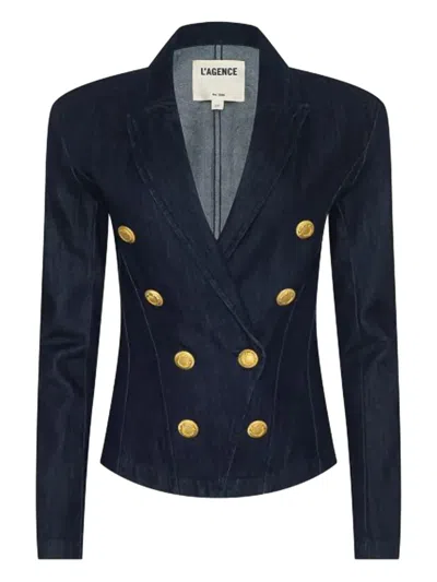 L'agence Structured Double-breasted Blazer In Blue