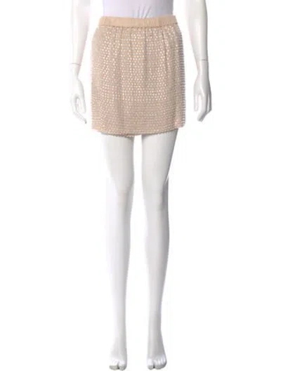 Pre-owned L'agence Studded Accents Mini Skirt In Neutral