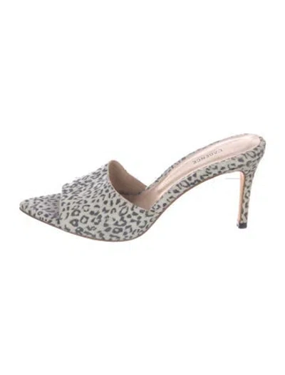 Pre-owned L'agence Suede Animal Print Mules In Grey