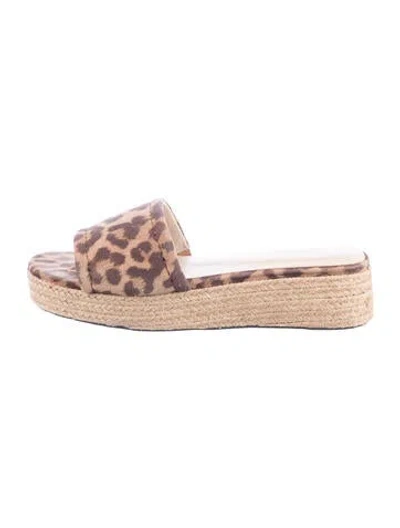 Pre-owned L'agence Suede Animal Print Slides In Multicolor