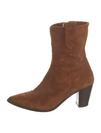 Pre-owned L'agence Suede Boots In Brown