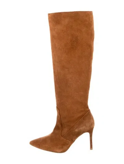 Pre-owned L'agence Suede Boots In Brown