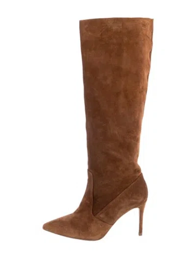 Pre-owned L'agence Suede Boots In Brown