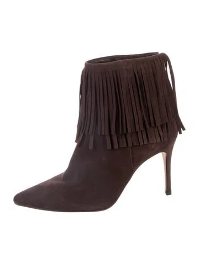 Pre-owned L'agence Suede Boots In Brown