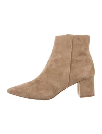 Pre-owned L'agence Suede Boots In Neutrals
