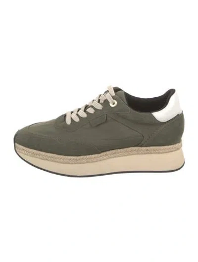 Pre-owned L'agence Suede Braided Accents Athletic Sneakers In Green
