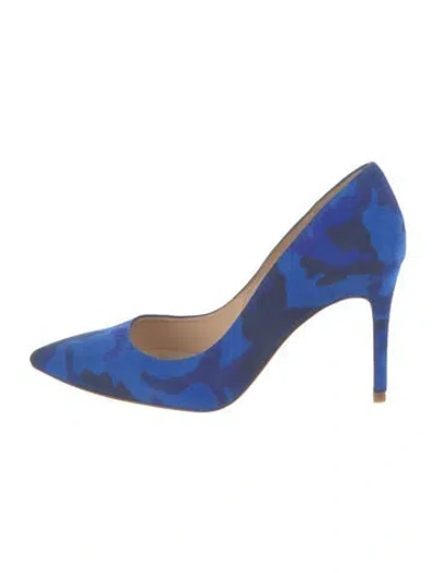 Pre-owned L'agence Suede Camouflage Print Pumps In Blue
