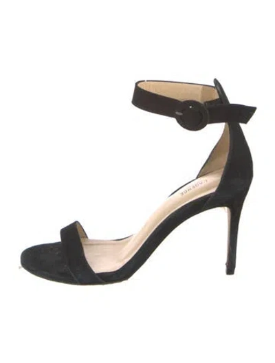 Pre-owned L'agence Suede Chain-link Accents Sandals In Black