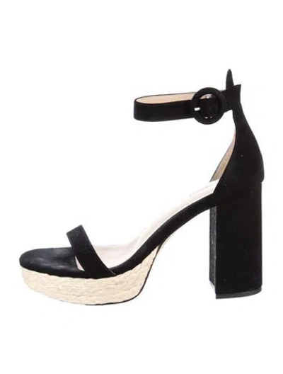 Pre-owned L'agence Suede Chain-link Accents Sandals In Black