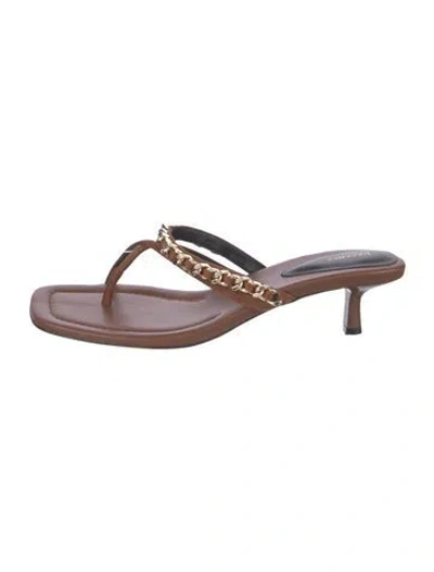 Pre-owned L'agence Suede Chain-link Accents Slides In Brown
