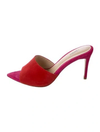 Pre-owned L'agence Suede Colorblock Pattern Sandals In Red