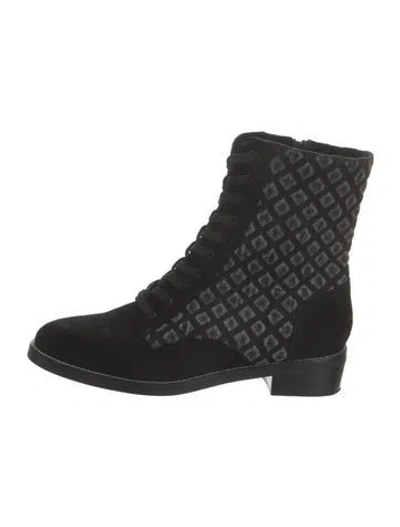 Pre-owned L'agence Suede Combat Boots In Black