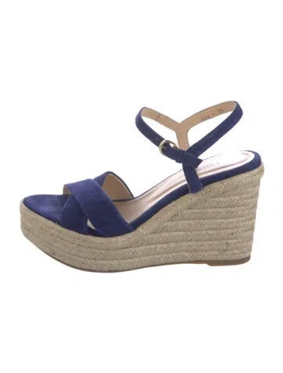 Pre-owned L'agence Suede Espadrilles In Blue
