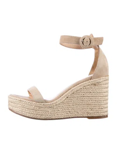 Pre-owned L'agence Suede Espadrilles In Neutrals