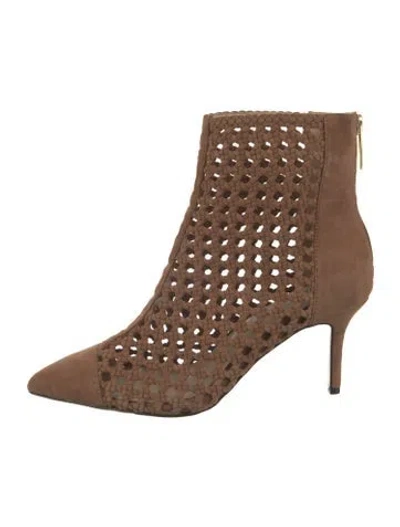 Pre-owned L'agence Suede Lace Pattern Boots In Brown