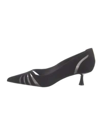 Pre-owned L'agence Suede Lace Pattern Pumps W/ Tags In Black