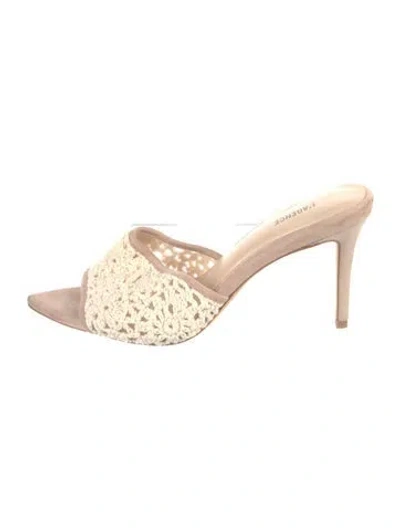 Pre-owned L'agence Suede Lace Pattern Sandals In Neutrals