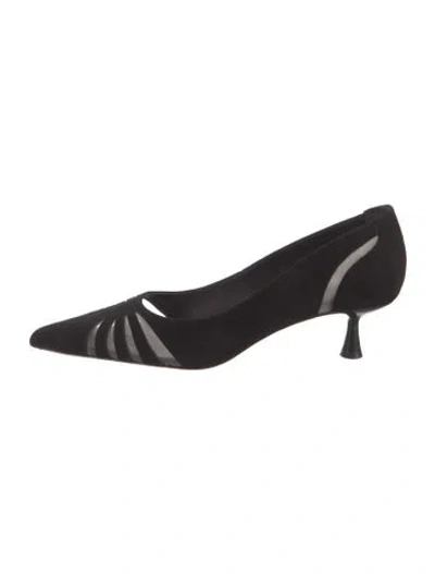Pre-owned L'agence Suede Mesh Accents Pumps In Black