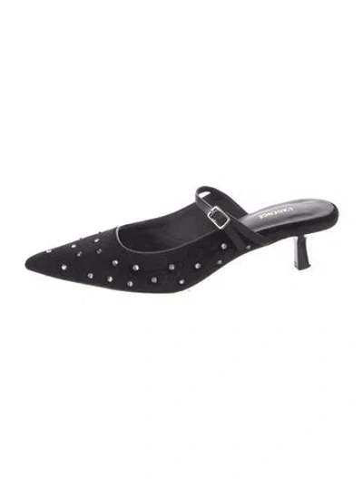 Pre-owned L'agence Suede Mules In Black