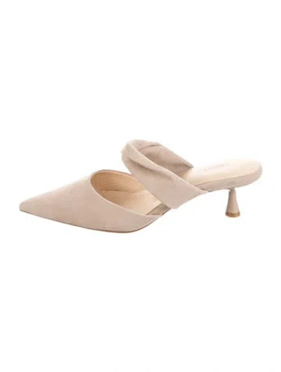 Pre-owned L'agence Suede Mules In Neutral
