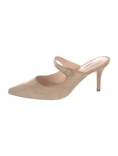 Pre-owned L'agence Suede Mules In Neutrals