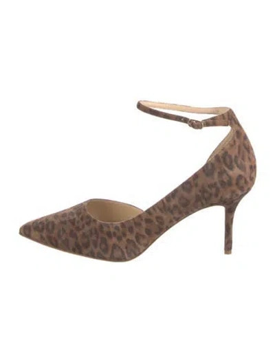 Pre-owned L'agence Suede Printed D'orsay Pumps In Brown