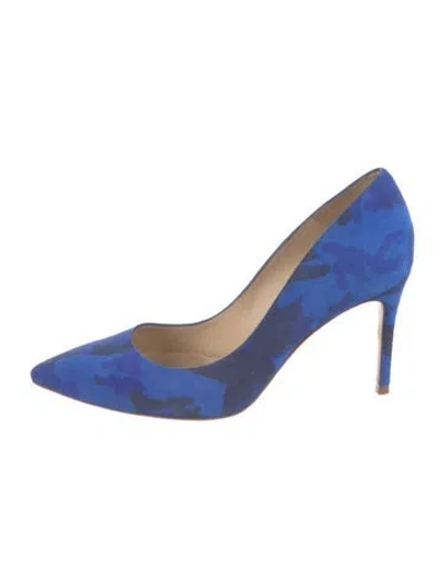 Pre-owned L'agence Suede Printed Pumps In Blue