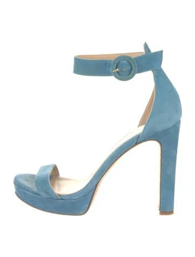 Pre-owned L'agence Suede Sandals In Blue