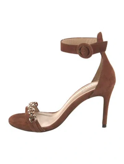 Pre-owned L'agence Suede Sandals In Brown