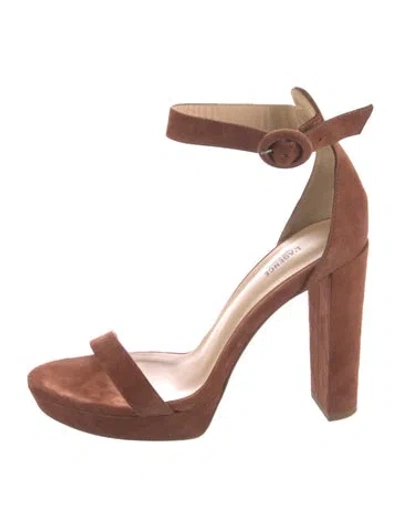Pre-owned L'agence Suede Sandals In Brown