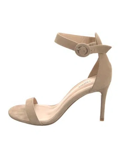 Pre-owned L'agence Suede Sandals In Neutral