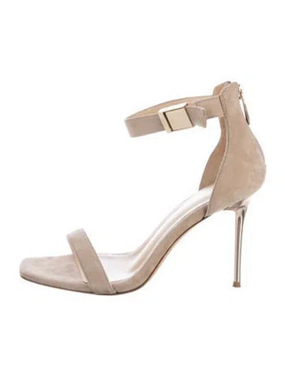 Pre-owned L'agence Suede Sandals In Neutral