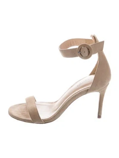 Pre-owned L'agence Suede Sandals In Neutrals