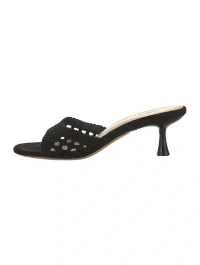 Pre-owned L'agence Suede Slides In Black