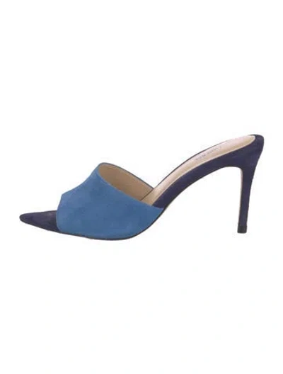 Pre-owned L'agence Suede Slides In Blue