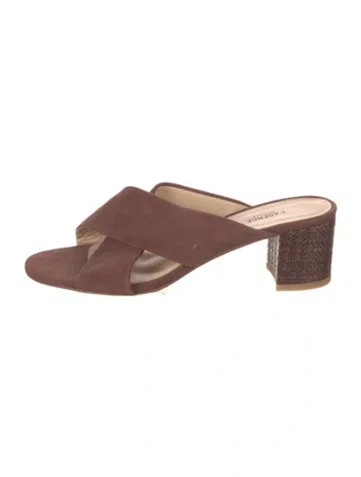 Pre-owned L'agence Suede Slides In Brown