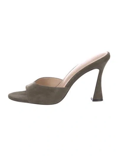 Pre-owned L'agence Suede Slides In Green