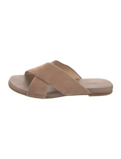 Pre-owned L'agence Suede Slides In Neutral