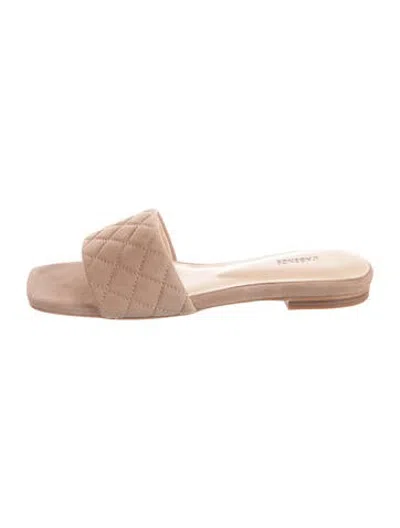 Pre-owned L'agence Suede Slides In Neutrals